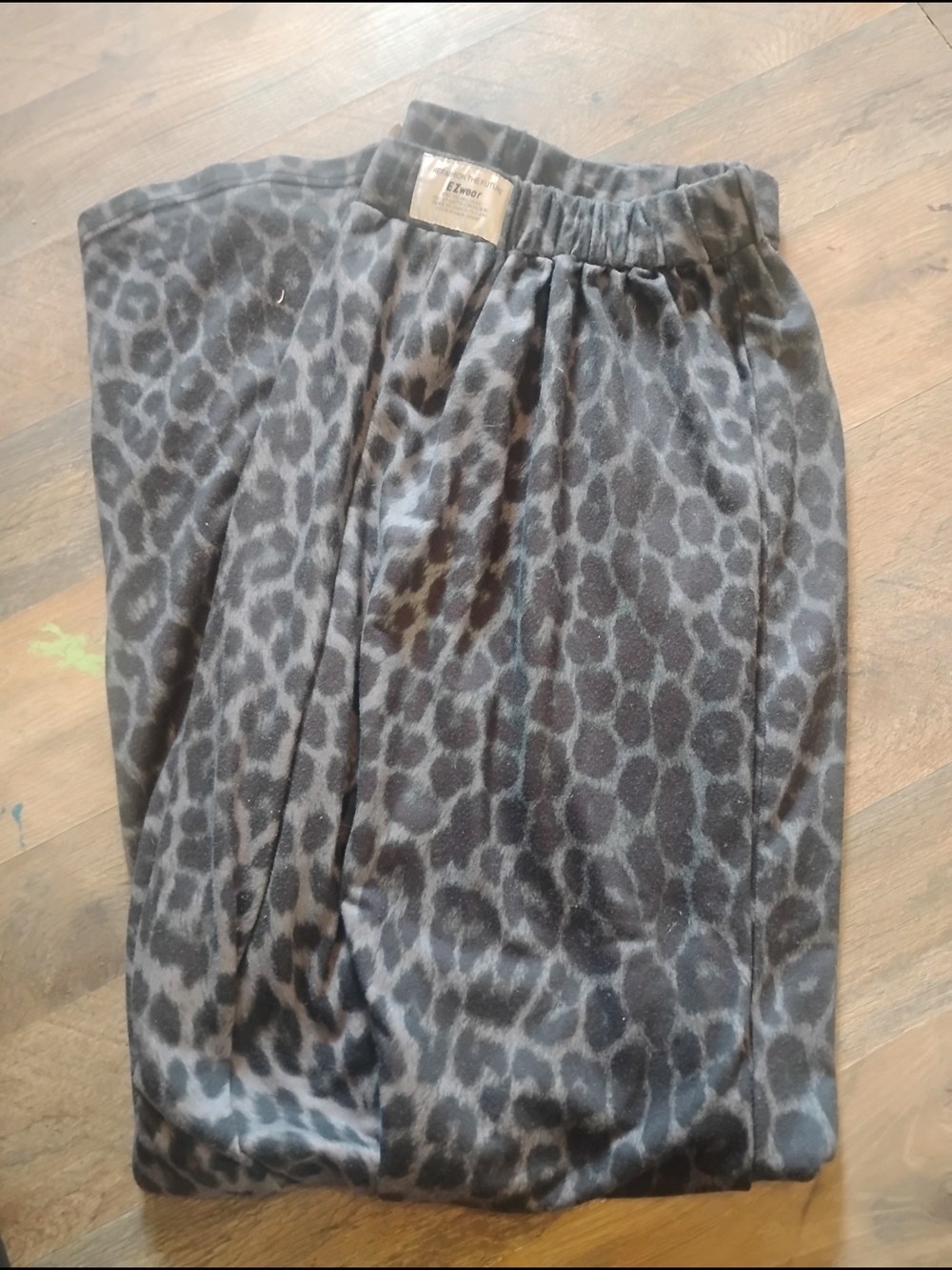 SHEIN Gray and Black Long, Wide Leg Pants - Leopard Print